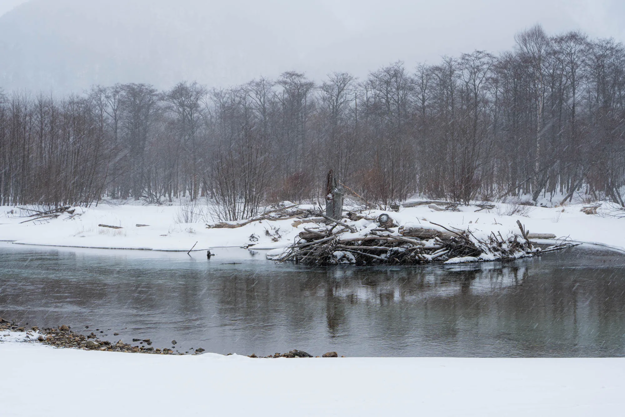 kamikochi winter kasumizawa snowing